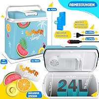 KESSER® 24 Liter Kühlbox | KÜHLT und WÄRMT | Thermo-Elektrische Kühlbox inklusive 2X Kühlakku 12 Volt und 230 Volt | Mini-Kühlschrank | für Auto und Camping | EEK E | Bunt – Ansicht 8
