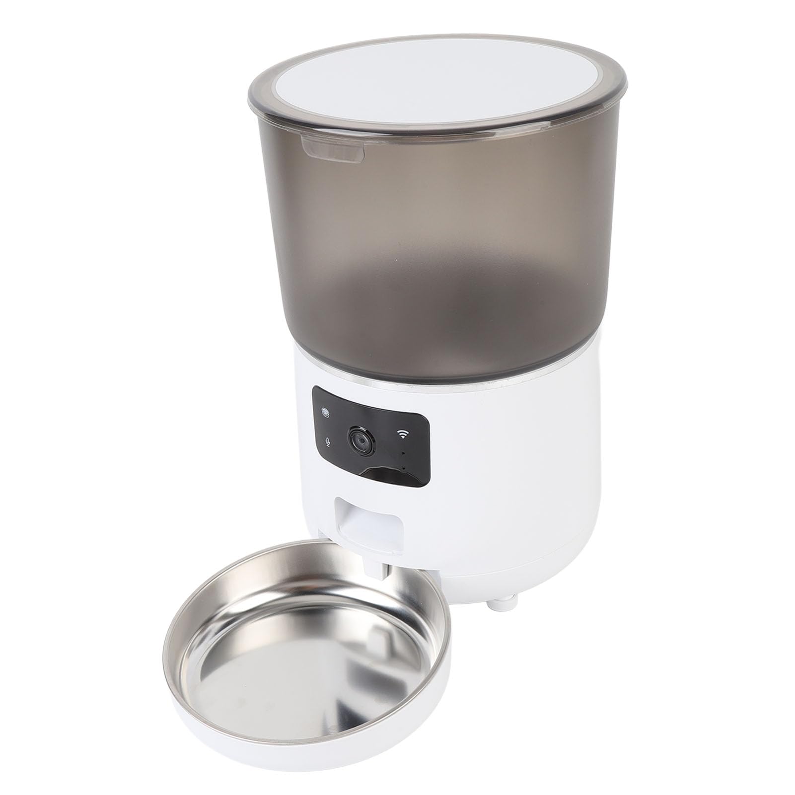 Mangiatoia automatica per animali domestici, 4 l, USB, senza fili, con timer, per gatti e cani, avvisi intelligenti per gli utenti 'app, in acciaio inox ABS, 1 cavo di ricarica (bianco)