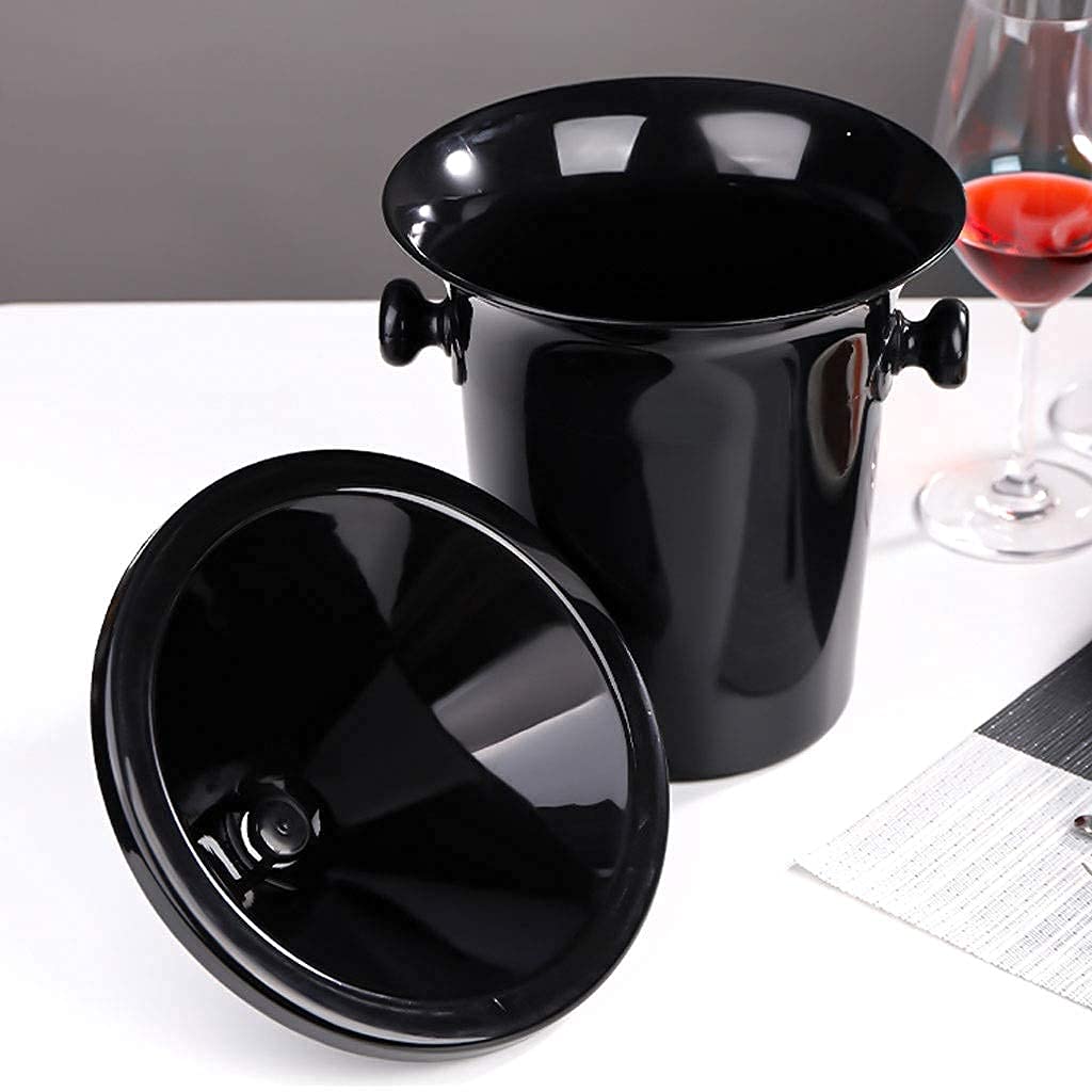 BHBXZZDB Embudo de Cubo de Hielo con asa Cubo de Hielo Restaurante Bar Cubo de champán de Vino Cubo Multifuncional para el hogar Cubo de plástico Reutilizable Cubo de Hielo (Color: Negro)