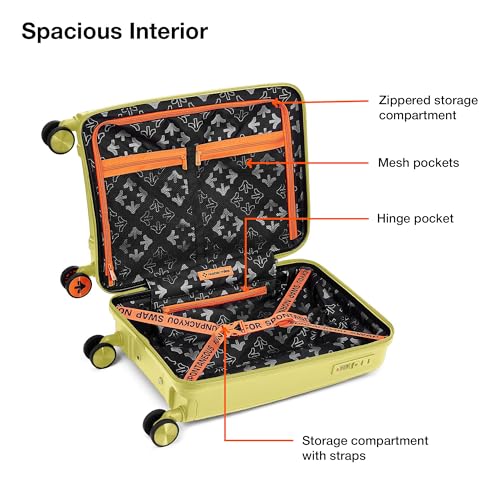 Image of Nasher Miles Polypropylene Spinner Seattle Hard-Sided Cabin Luggage 20 inch | 55cm | 8 Wheels Small Trolley Bag for Travel | Suitcase (Yellow)
