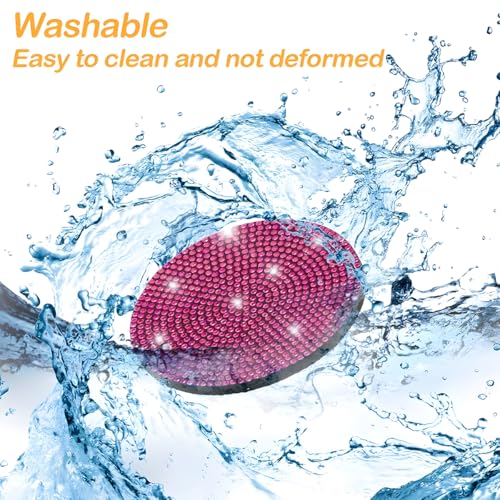 Image of Osilly Bling Car Cup Holder Coaster, Crystal Rhinestone Anti-Slip Insert Coasters, Universal 2.75 Inch Fashion Automotive Cup Mat, Car Interior Accessories Decor Gifts for Women (Rose Red, 4PCS)