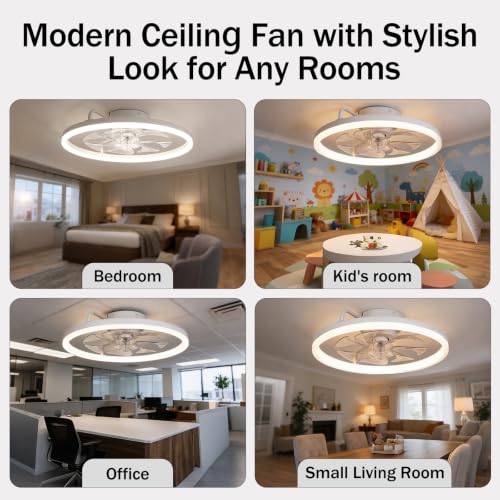 TCL 24 Inch Low Profile Ceiling Fan with Light, White - image 3