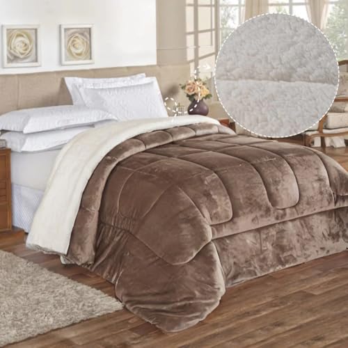 Coberdrom Edredom Sherpa Queen Casal - 2,40x2,20 m, Macio e Elega...