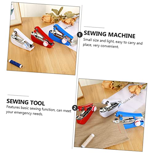 KALLORY 3Pcs Kleine Naaimachine Mini Handmatige Naaimachine Kinderen Naaimachine Mini Naaimachine Huishoudelijke Naaimachine Zak Gereedschap Stiksels Plastic Draagbare Handnaaimachine - Image 4