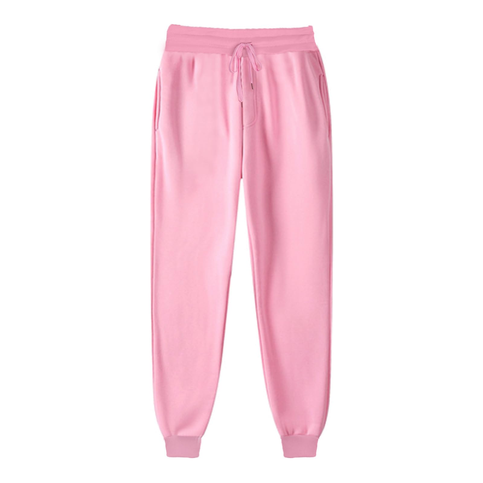 Sinzelimin Sweatpant for Womens Fall Fashion Solid Velvet Sport Pants Drawstring Elastic Waist Casual Trousers with Pockets