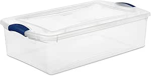 Amazon.com: 32-Quart Latching Storage Box – Durable Bin with Secure Lid, Stackable & Space-Saving Underbed Organizer : Home & Kitchen