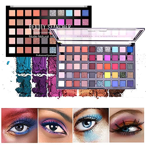 Paleta de sombras de ojos de 50 colores, paleta de maquillaje de sombras de ojos con brillo mate brillante, maquillaje… - Imagen 3