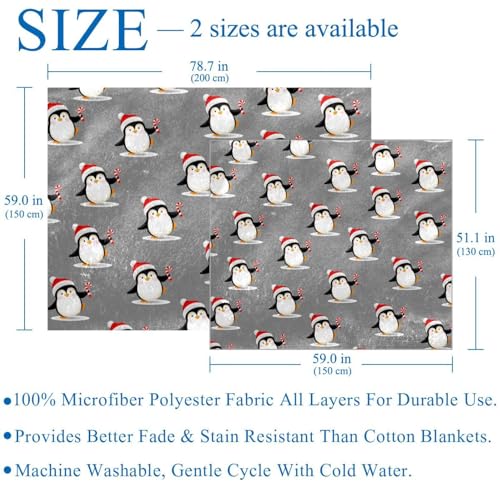 Plaid en molleton doux pingouin dansant couverture microfibre pour cadeau Noël - 4