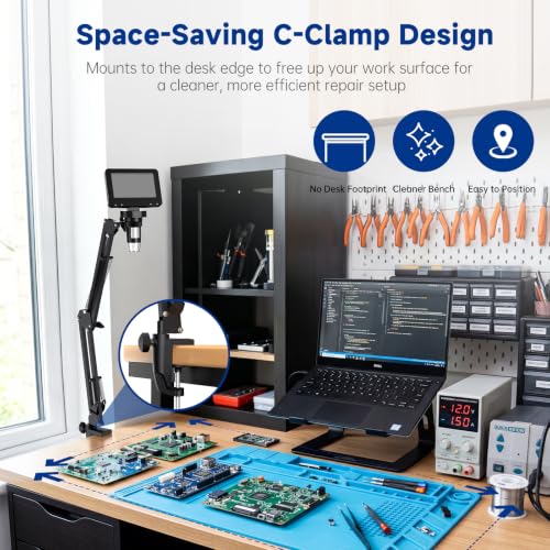 Image of 4.3 Inch Digital Soldering Microscope with C-Clamp