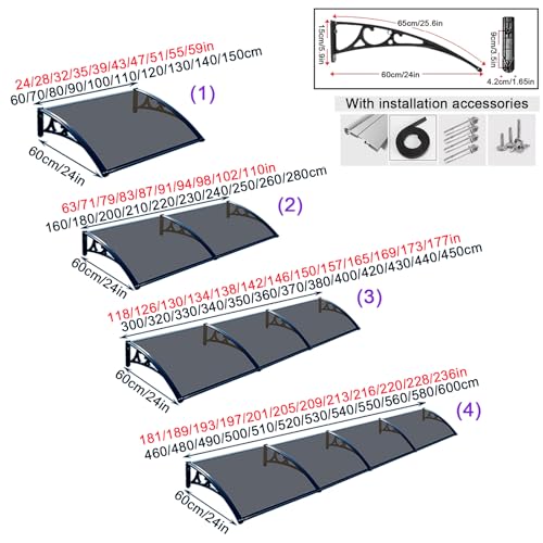 Marquesina para puerta exterior y ventanas con techos de fácil montaje 7