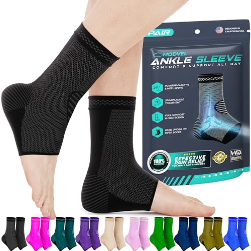 Image of Modvel Foot & Ankle Brace Socks for Sprained Ankle Compression Sleeve - Foot Support for Women & Men - Tendonitis & Arthritis Ankle Brace Sports Running, Torn Ligaments & Women Stabilizing Ankle Wrap