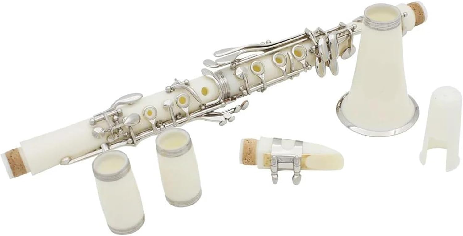 Multicolor 17 key ABS resin clarinet Bb B key professional woodwind instrument with box reed parts Clarinet(White)