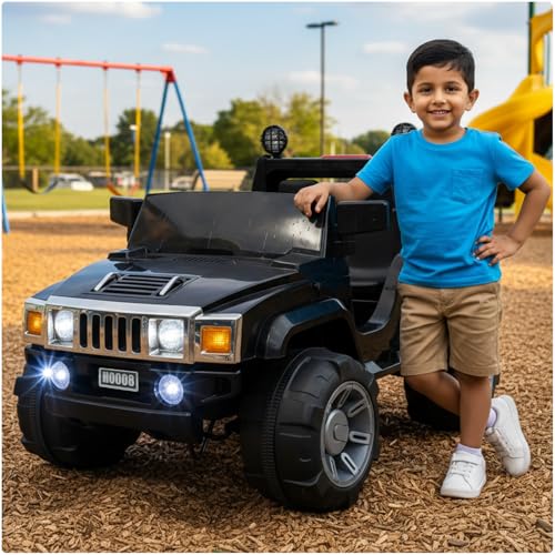 Image of Toyzone Hamer Electric Car Tz-318 (Black) | Frequency 2.4 Ghz | Lights & Music | Ride-on Car for Kids | Seat Belt for Safety | Perfect Tyre Grip | Make in India | Indoor and Outdoor Toy