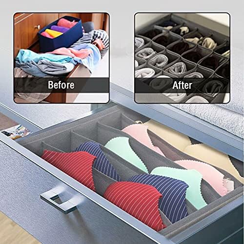 Trading Innovation Pack of 3 Foldable Underwear Drawer Organisers | Cabinet Closet Dividers | Undergarments Storage Organizer for Socks Bras Scarves Ties and Wardrobe Storage Boxes