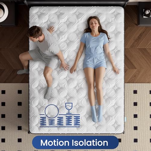 Image of BedStory Medium Firm Queen Mattress 14 Inch, Deep Sleep Hybrid Mattresses 7-Zone Pain Relief - Medium Firm Bed in a Box - Fiberglass Free, CertiPUR-US Certified