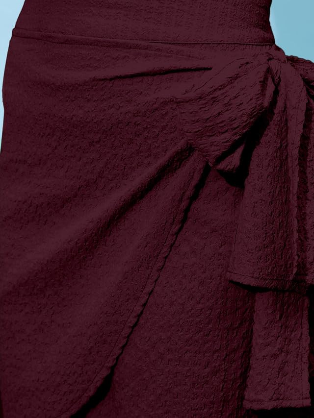 Image of Selvia Women's Knitted Lycra Full Elastic Wrap Mini Skirt