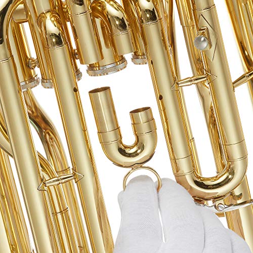 Ashthorpe Bb Euphonium With 4 Stainless Steel Pistons, Gold Lacquer - Includes Case, Mouthpiece, Gloves, Cleaning Cloth And Piston Oil #TOP3
