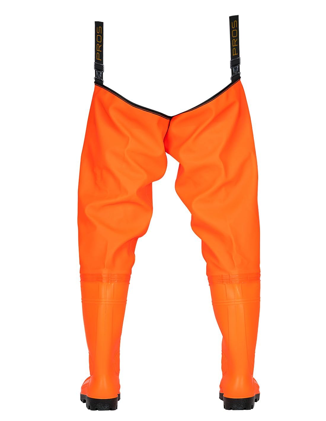 Salopette da pesca S5, pantaloni da pesca con stivali, arancione/giallo, taglia 40-48