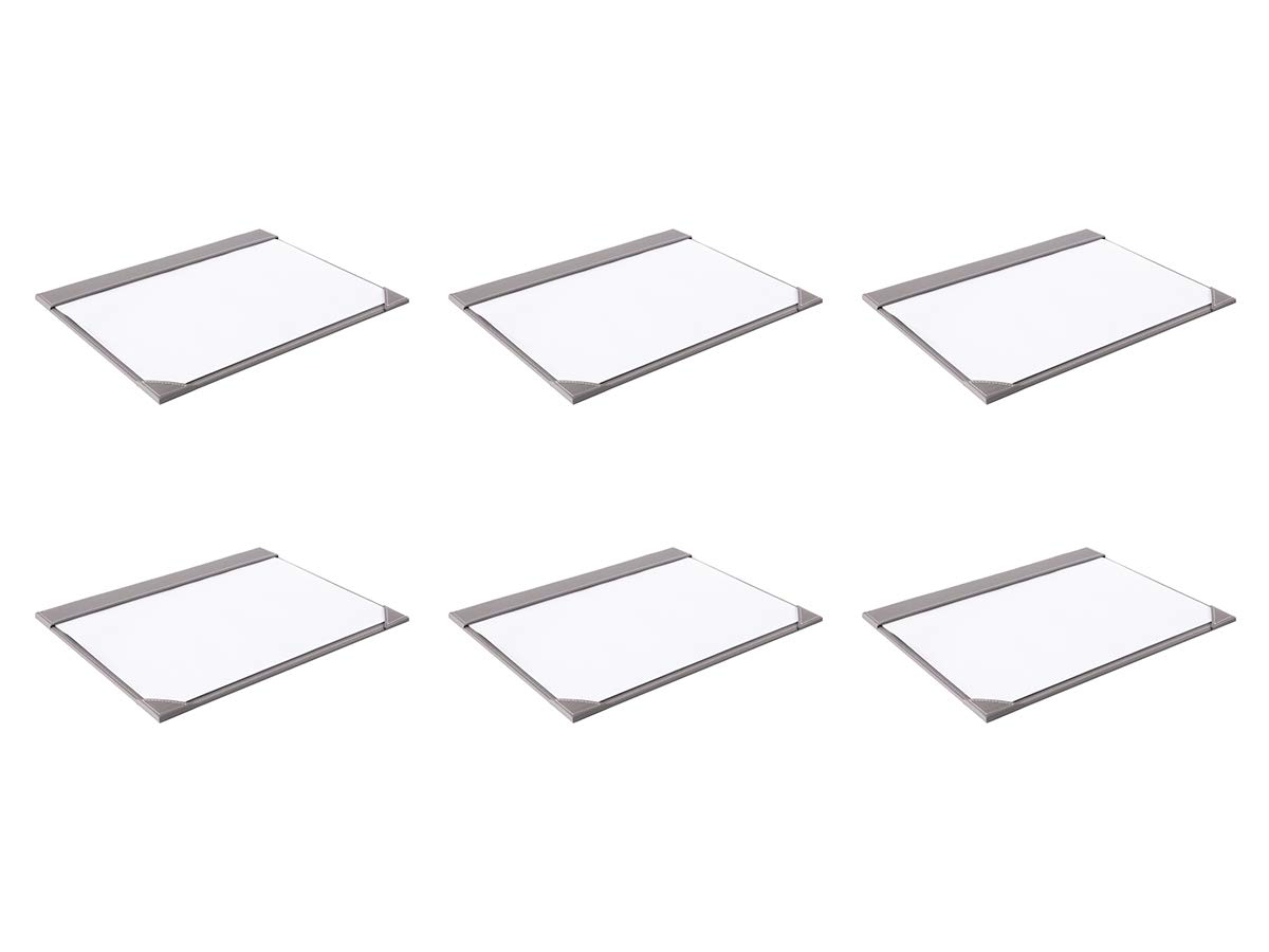 OSCO Faux Leather Demy Desk Mat 59 × 47 cm, Stain-Resistant Wipe-Clean Surface, Includes 10 Sheets 80 GSM White Paper, Soft Felt Underside for Desk Protection, Grey