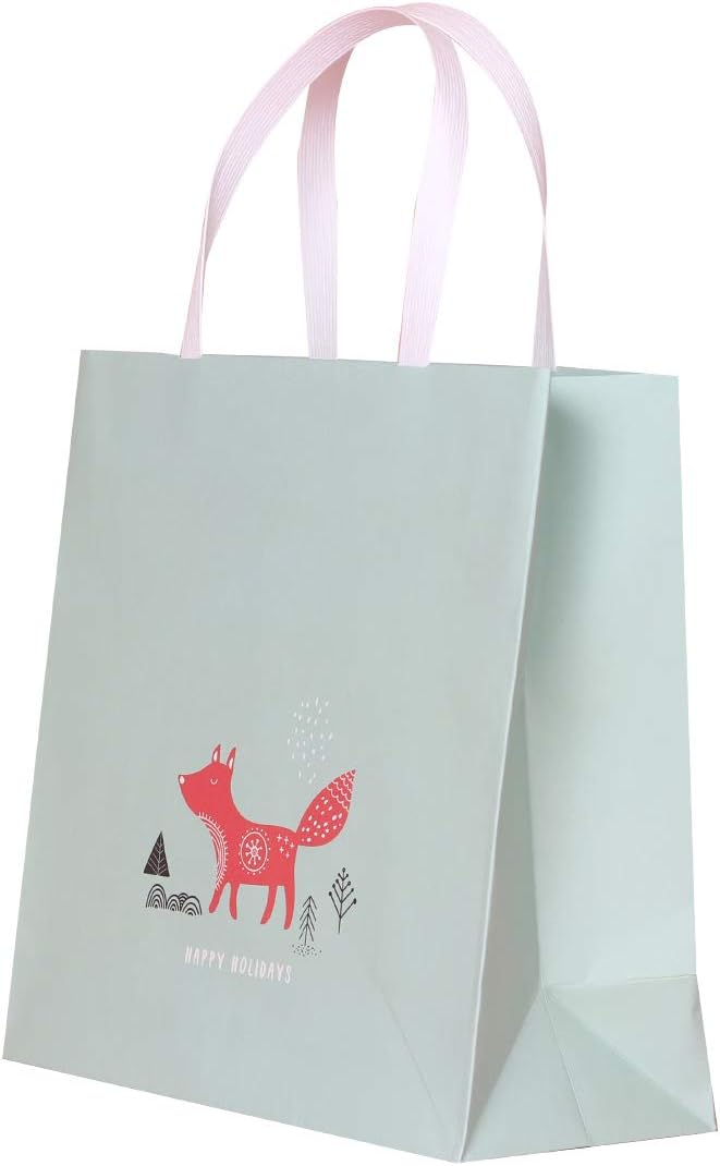 PAPERIST 10pcs 9x4x6.3 Colorful Pink Paper Bag with Ribbon, Small Gift Bag, Perfect for Mini present