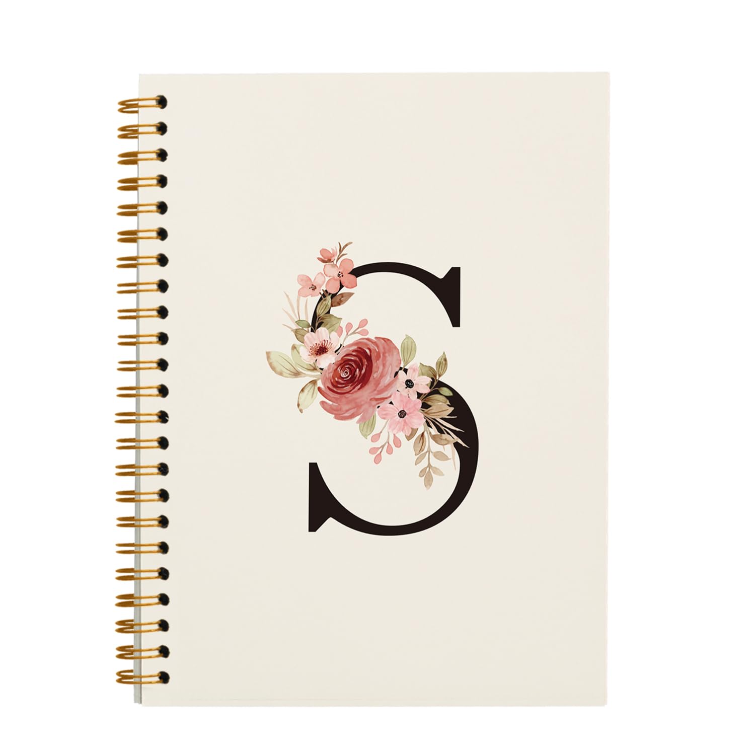 OXW Notizbuch mit Anfangsbuchstabe S, personalisiertes Notizbuch, Monogramm-Geschenke, gebundenes Spiralnotizbuch, 14 x 21 cm