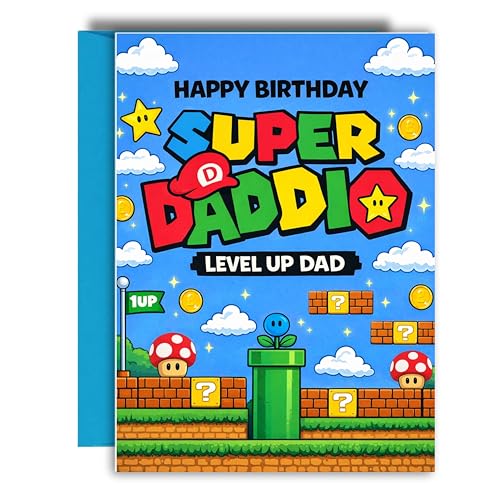 Funny Dad Birthday Card Gaming Level Up F164
