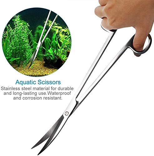 Image of Venus Aqua Aquarium Maintenance Tools Kit - Stainless Steel 8 Inch Bend Scissors for Live Plants & Grass, Aquarium Pruning Tools, Fish Tank Care, Plant Trimming, and Aquascaping