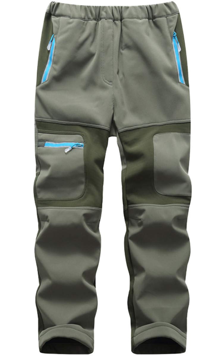 FAIRYRAIN Enfant Garçon Soft Shell Elasticated Waist Fille Fleece Lined Winter Doublure Polaire Randonnée Épaississement Pantalon Coupe-Vent Pantalon d'extérieur Pantalon de randonnée
