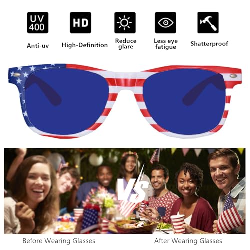 12 Pack American Flag Sunglasses Bulk for Adult Classic Patriot 4th of July Independence Day Supplies4