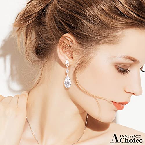 Roslynd Clip On Earrings For Women/Girls/Brides, Gifts For Mothers Day, Teardrop Cubic Zirconia Clip Earrings & 14K White-Gold-Plated Cz Earrings For Women #TOP2