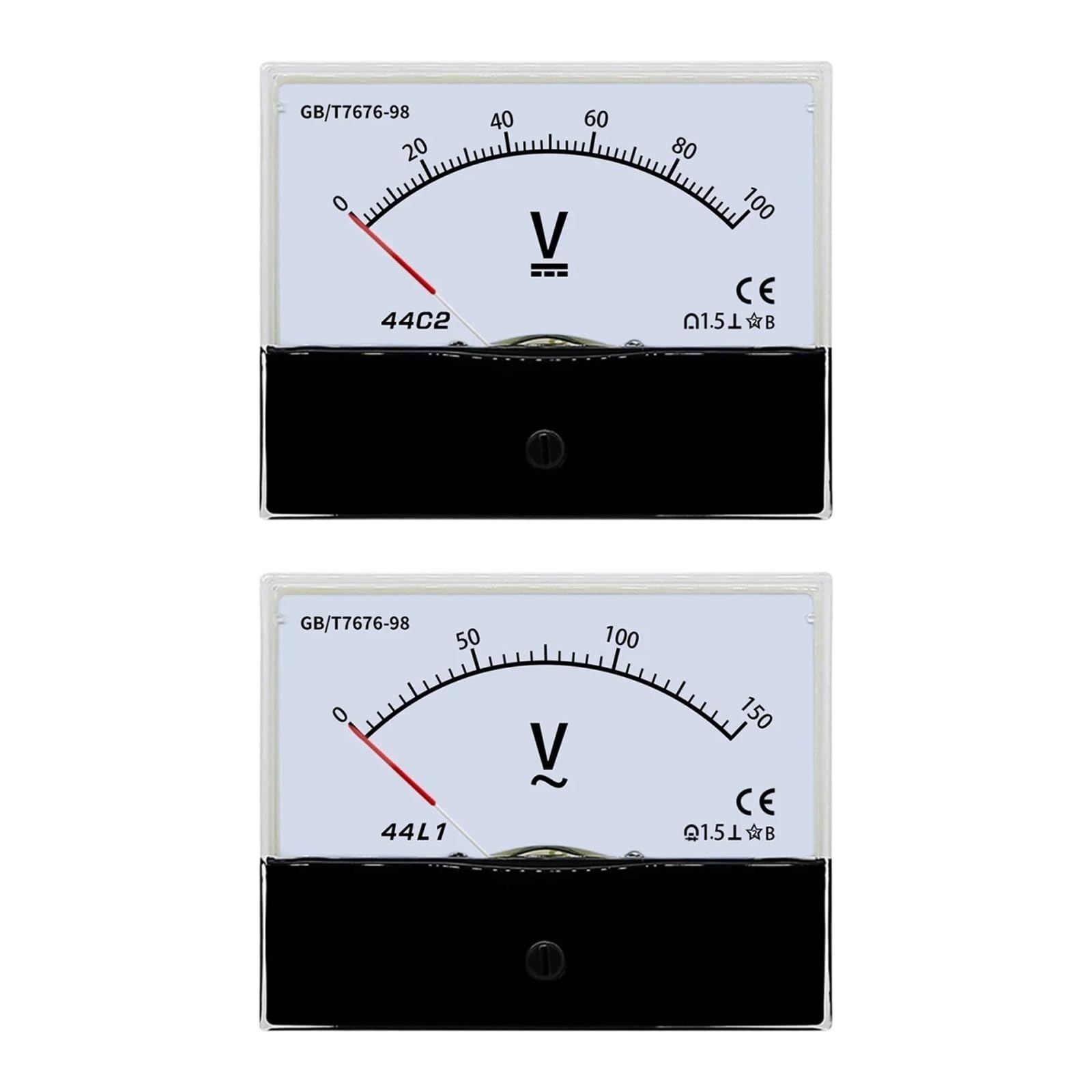 Instrumentos de panel de corriente analógica, Amperímetro analógico Voltímetro Panel Medidor DC AC 1V a 1000V 80 mm x 100 mm(44L1 AC,300V)