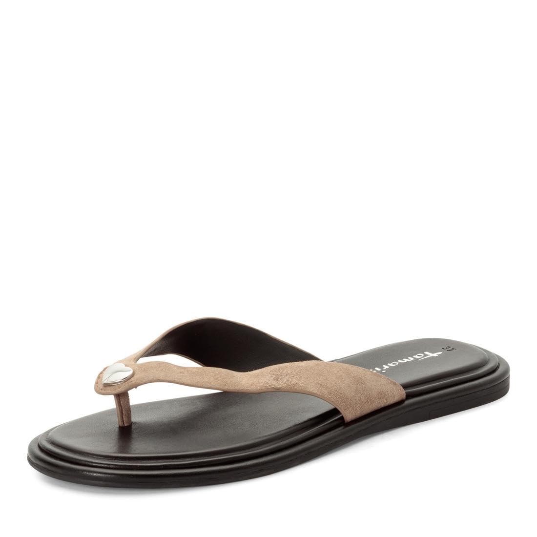 Tamaris Women's toe-post mule flat leather beige 3.5 UK