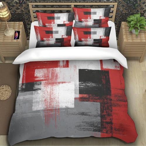 Housse de couette 200x200 design géométrique parure de lit microfibre 3D couple - 5