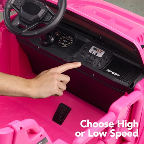 Image of Best Choice Products Kids 24V 2-Seater Electric Ride On Car Truck w / 132lb Weight Capacity, Parent Control, Bluetooth, LED Lights - Hyper Pink