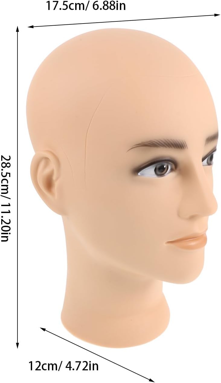 Bald Mannequin Head For Hair Styling - Realistic Male Head Model For Wigs Makeup Training Glasses Hat Display - Barber Retail Shop Display Model