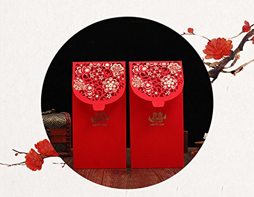 Angel Mall Pack-12 Chinese Red Envelopes - Lucky Money Gift Envelopes Red Packet For New Year, Birthday, Wedding (7 X 3.5 In) (The Wedding) #TOP4