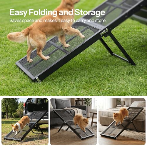 HOOBRO Foldable Dog Ramp for Bed, Pet Ramp for Couch with Handle, Folding Dog Ramp, 5-Level Height-Adjustable Dog Ramp, for Sofa, Bed, and Car, Black BK20PT03 by HOOBRO - Used condition - Image 5