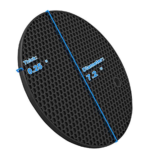 Topfuntersetzer für heiße Töpfe und Pfannen, hitzebeständig, Silikon, extra dick, groß, rutschfest, Schwarz, 4 Stück