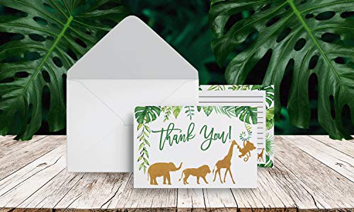 Your Main Event Prints Jungle Baby Shower Thank You Cards, Boy Baby, Mama Bear Baby Shower Favor, Monkey, Elephant, Giraffe Baby Shower, 20 Thank You Cards And Envelopes #TOP4
