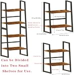 DRM Industrial 4-Tier Leaning Ladder Shelf: 2-in-1 Space-Saving Storage Rack & Rustic Bookshelf for Living Room, Bedroom, Kitchen, Office | Compact Design with Metal Frame & Adjustable Wood Shelves