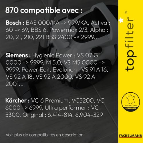 TopFilter 64870 Lot de 4 sacs aspirateur Bosch et Siemens, sac aspirateur, poche aspirateur, accessoire aspirateur, Non tissé polypropylène, Caoutchouc, Plastique, 30 x 26 cm – vue 2