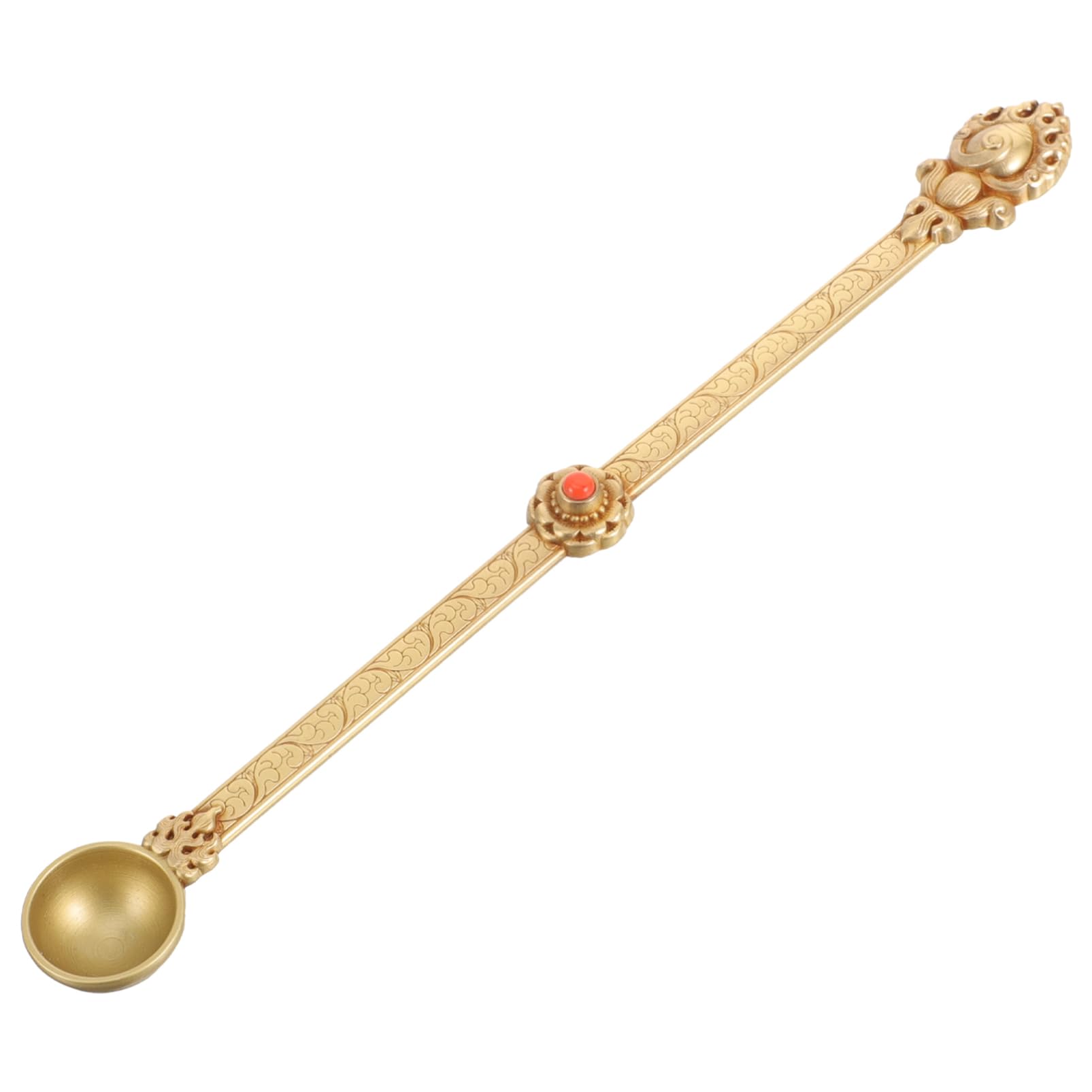 Cuillère tibétaine en laiton pur, cadeau spirituel de style antique
