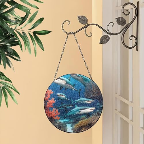 Atrapasueños de cristal estampado de tiburón submarino de 25 cm 7