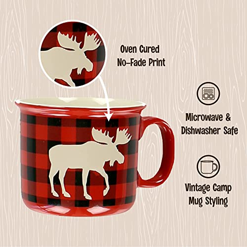 Lazy One Novelty Mugs, Funny Gift Mug For Family, Friends, Or Coworkers In Your Office, Set Of 4, Moose Plaid #TOP2