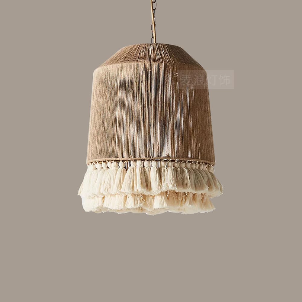 Lámpara de techo vintage con cuerda de cáñamo que crea luz acogedora
