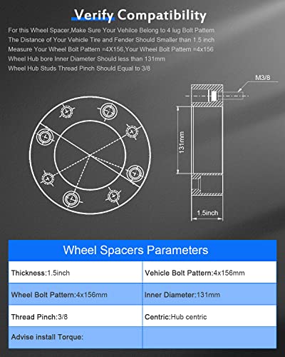 Eccpp 4X 1.5 Inch 38Mm 4 Lugs Wheel Spacers 4X156 To 4X156Mm 131Mm Cb Fits For 2002-2010 For Sportsman 700 2005-2013 For Sportsman 800 2009-2013 For Sportsman Xp 850 With 3/8" X24 Studs #TOP3