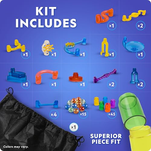 NATIONAL GEOGRAPHIC Glowing Marble Run – Construction Set with 15 Glow in The Dark Glass Marbles & Storage Bag, STEM Gifts for Boys and Girls, Building Project Toy (Amazon Exclusive) - Image 4