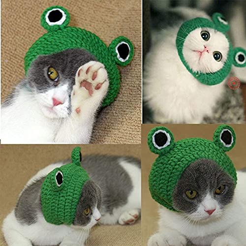 Bonaweite Pet Hat, Dog Cat Handmade Knitted Woolen Yarn Frog Cap, Grooming Accessories Apparels Puppy Teddy Cartoon #TOP5
