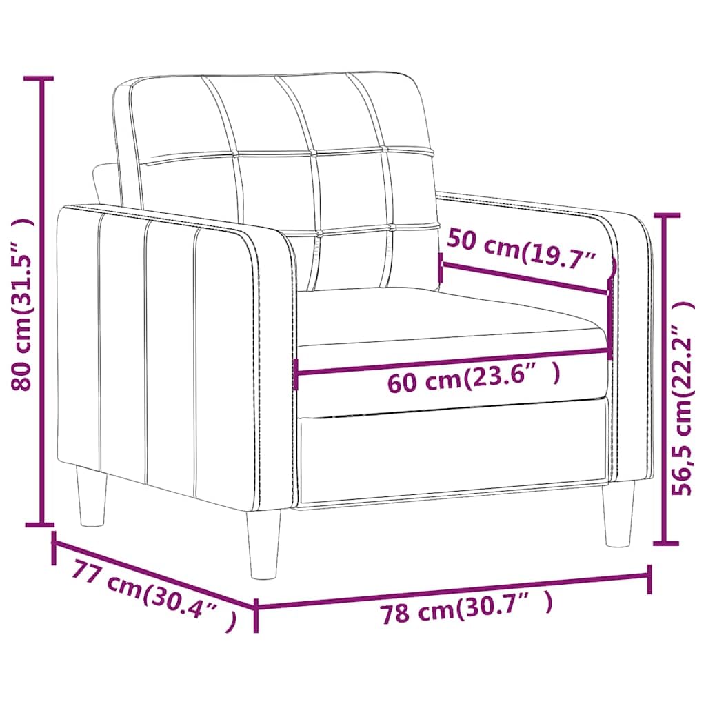 Sillón Cuero sintético Crema 60 cm Butaca Orejera con Respaldo Alto, Sofá Individual con Reposabrazos, Sillón Lounge para Salón, Dormitorio y Balcón