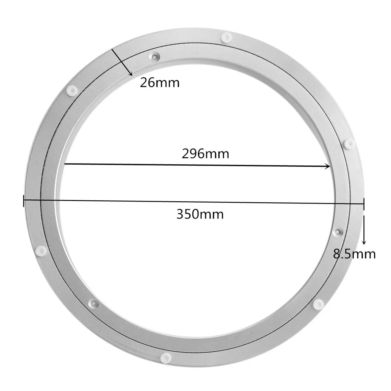 Ciężki aluminiowy obrotowy talerz obrotowy, okrągła obrotowa płyta, 7 rozmiarów, do dekoracji ciast, usług cateringowych(350mmx8.5cm)